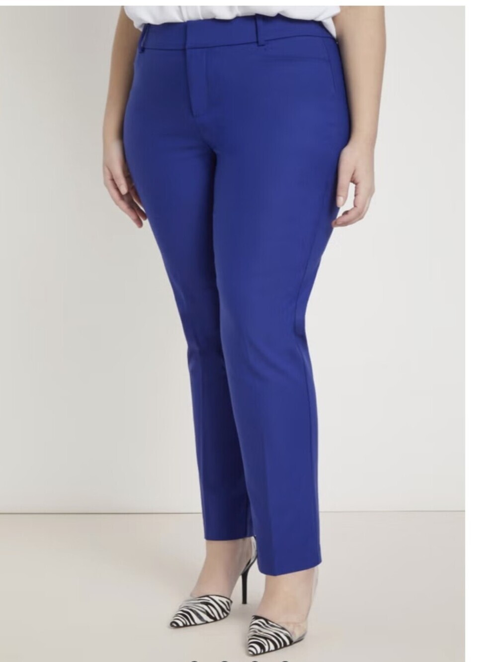 ELOQUII Kady Fit Double Weave Ankle Pants Cobalt Blue Plus Size 22 Career Office - Picture 2 of 14